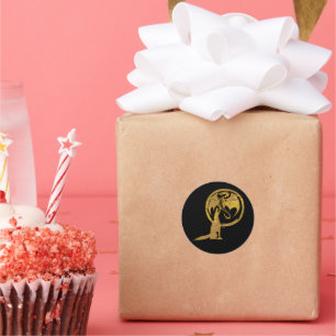 Wolf & Dragon or rond autocollants noirs