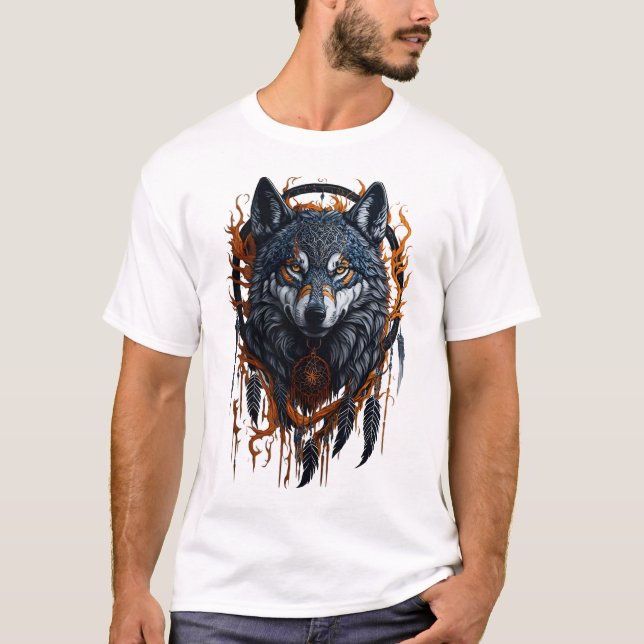 Wolf Dream Catcher T - Shirt (Vorderseite)
