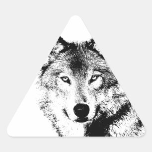 Wolf Dreieckiger Aufkleber
