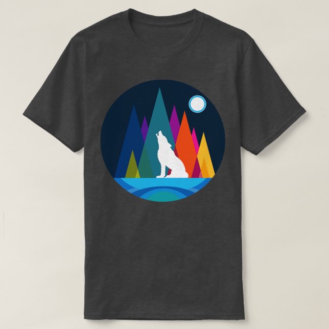 Wolf durch einen farbenfrohen Berg T-Shirt (Design vorne)