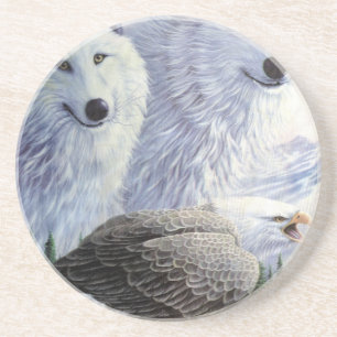 Wolf Eagle Animals Naturpark Büro für Naturschutz Getränkeuntersetzer