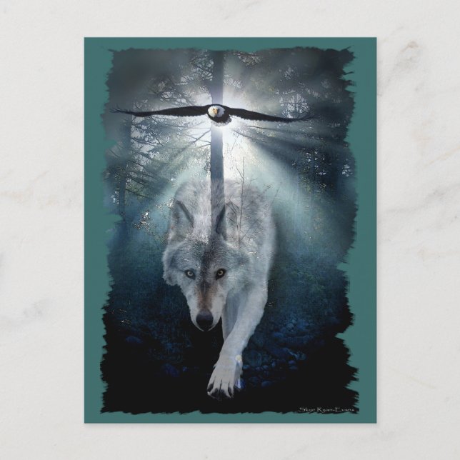 WOLF & EAGLE Wildlife Postkarte (Vorderseite)