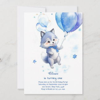 Wolf Einladung zum ersten Geburtstag