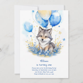 Wolf Einladung zum ersten Geburtstag