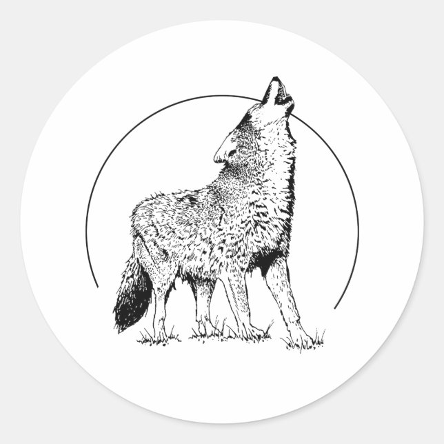 WOLF ETIKETT RUNDER AUFKLEBER (Vorderseite)
