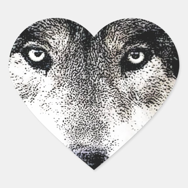 Wolf Eyes Herz-Aufkleber (Vorderseite)