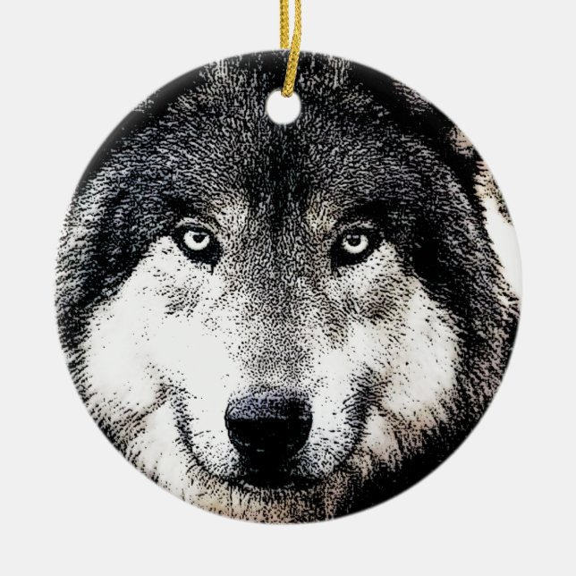 Wolf Eyes Keramik Ornament (Vorne)