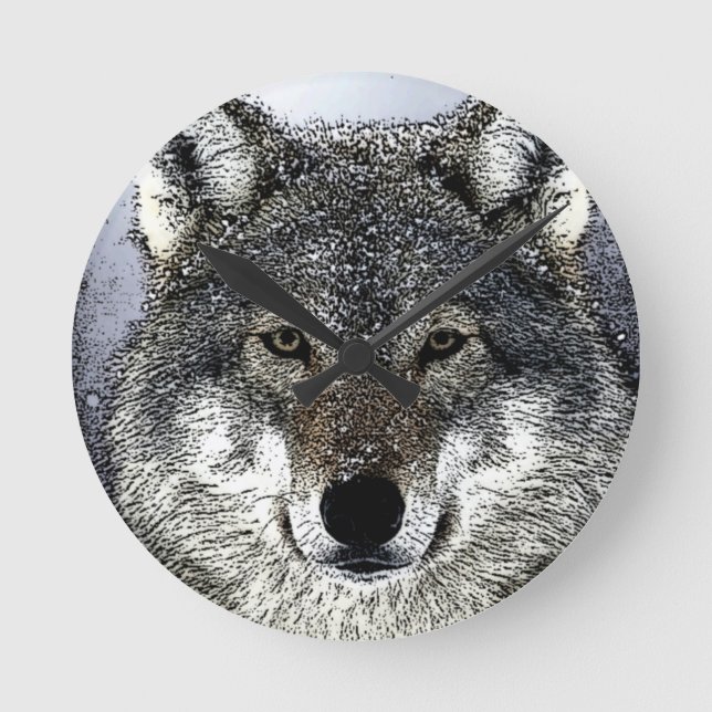 Wolf Eyes Runde Wanduhr (Vorderseite)