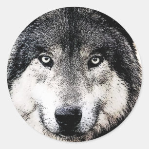 Wolf Eyes Runder Aufkleber