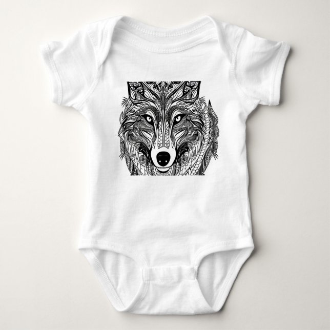 Wolf Face Baby Strampler (Vorderseite)