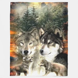 WOLF FAMILY FLEECEDECKE