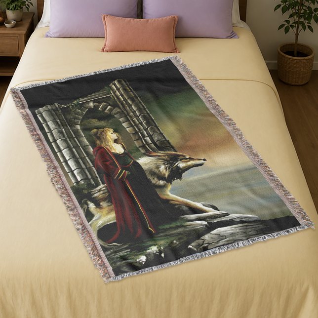 Wolf Fantasy Blonde Sorceress Decke (Von Creator hochgeladen)