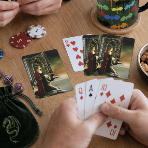 Wolf Fantasy Blonde Sorceress Spielkarten