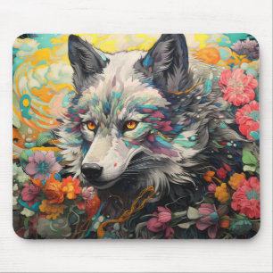 Wolf Farbenfrohe Tiere verzaubern Abstrakt Mousepad