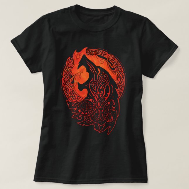Wolf Fenrir Wikinger T-Shirt (Design vorne)