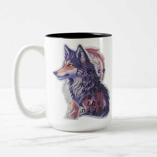 WOLF Fierce als Wolf, wild wie die Nacht Zweifarbige Tasse (Links)