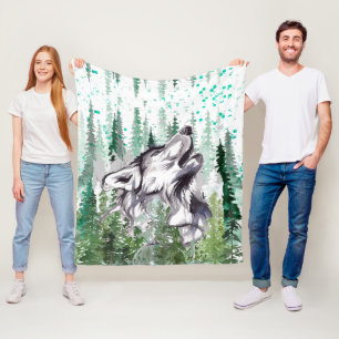Wolf Fleece Blanket   Farbenfrohe Wolf Fleece Blan