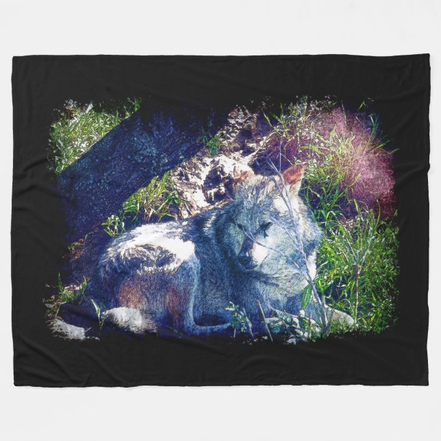 Wolf Fleecedecke (Vorderseite (Horizontal))