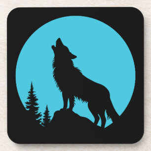 Wolf Forest Nature Outdoor Wildlife Silhouette Getränkeuntersetzer