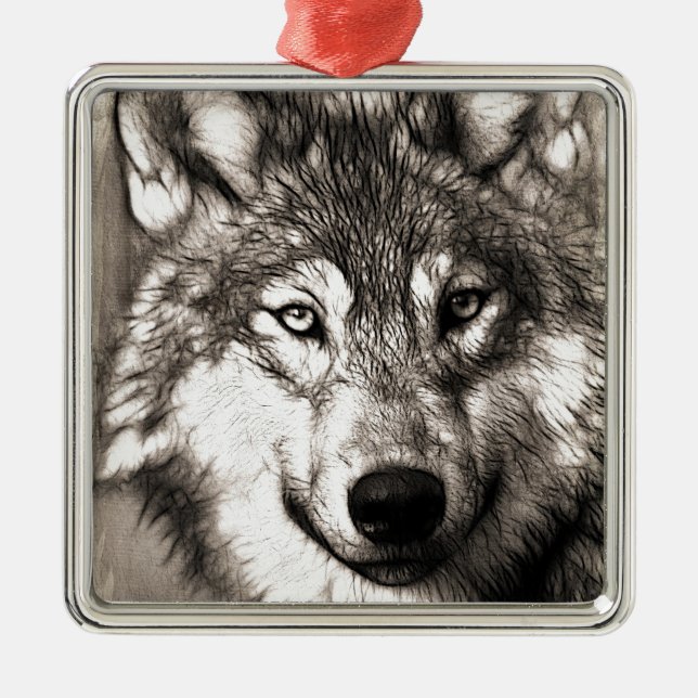 Wolf Fotografy Art Spirit Guide Animal Liebe Ornament Aus Metall (Vorne)