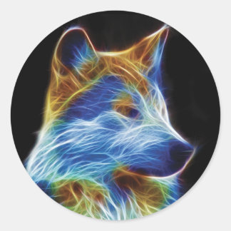 Wolf Fraktal Runder Aufkleber