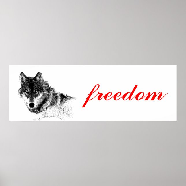 Wolf Freiheit Motivierend Inspiration Poster (Vorne)