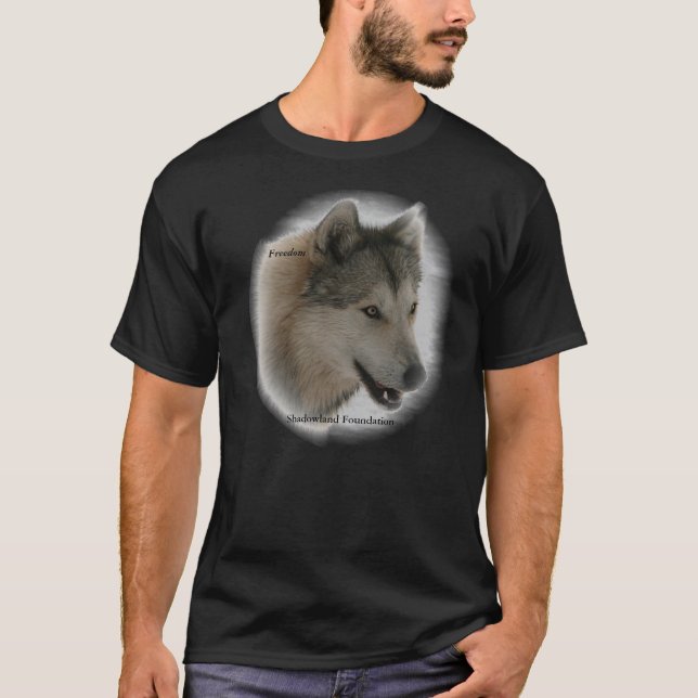 Wolf-Freiheits-grundlegender dunkler T - Shirt (Vorderseite)