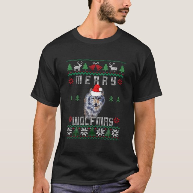 Wolf Frohe Wolfmas Wolf T-Shirt (Vorderseite)