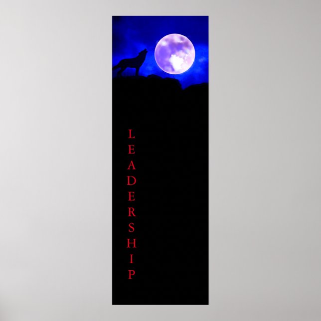 Wolf & Full Moon Leadership Poster Print (Vorne)