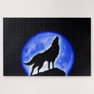 Wolf Fullmoon & Blue Night - Wilde Tiere Art