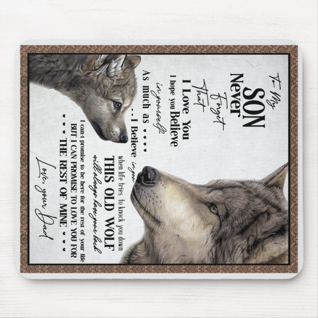 Wolf für meinen Sohn Vergiss nie die Liebe, dein V Mousepad (Vorne)