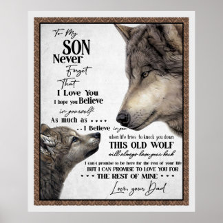 Wolf für meinen Sohn Vergiss nie die Liebe, dein V Poster