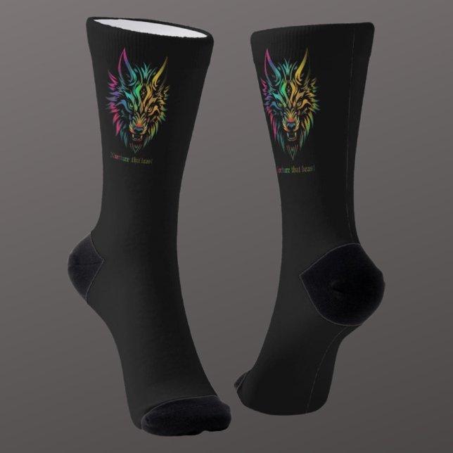 Wolf-Geist-Fenrir-Wölfe-Gesicht-Geschenkverpackung Socken (Von Creator hochgeladen)