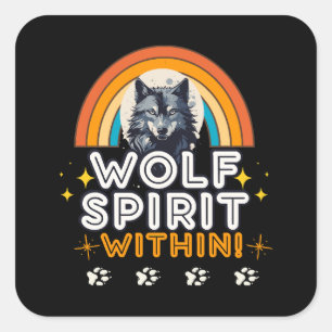 Wolf Geist im Inneren Quadratischer Aufkleber