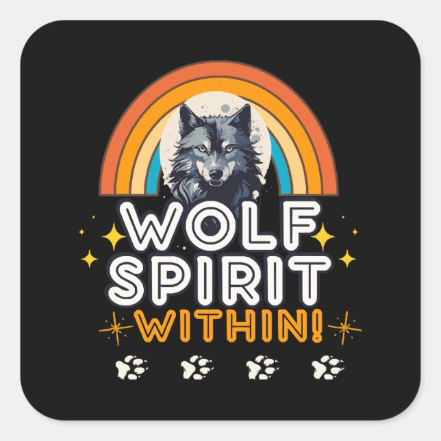 Wolf Geist im Inneren Quadratischer Aufkleber (Vorderseite)