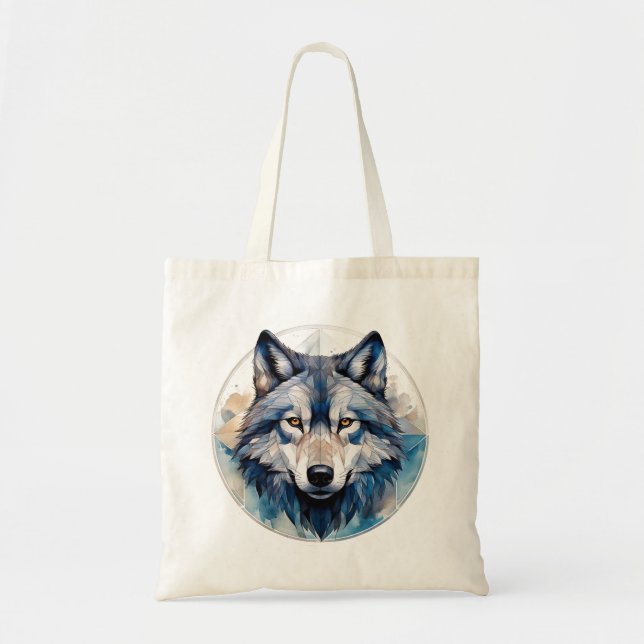 Wolf Geometric Watercolor Tragetasche (Vorne)