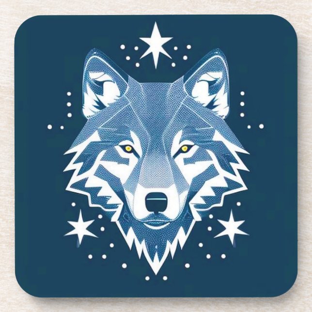 Wolf Geometrische Illustration Getränkeuntersetzer (Vorderseite)