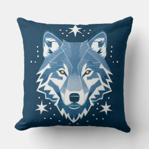 Wolf Geometrische Illustration Kissen