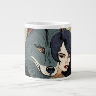 Wolf Geschenk Frau Jugendstil Russland Ornament Jumbo-Tasse