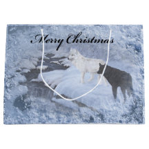 Wolf-Geschenk-Tasche - groß, glatt