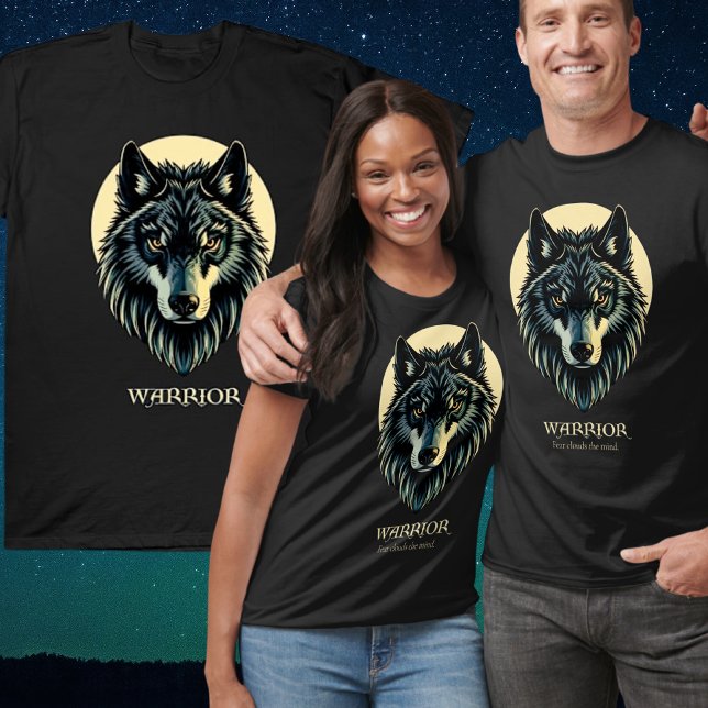 Wolf Gesicht Kriegerbeige Angst Wolf Wolken den Ge T-Shirt (Von Creator hochgeladen)