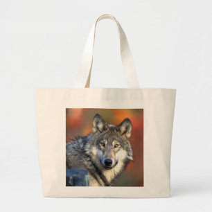 Wolf-Gesichts-Foto Jumbo Stoffbeutel