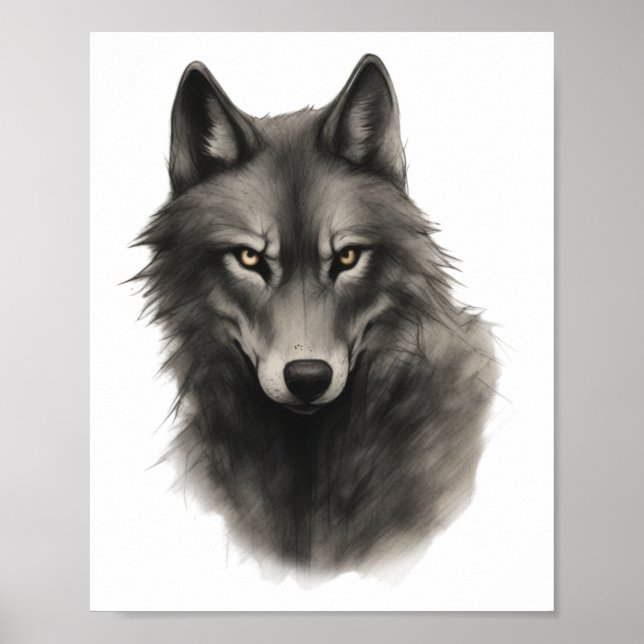 Wolf-Gesichtsaufkleber Poster (Vorne)