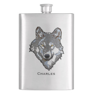 Wolf-Gewohnheits-Flasche Flachmann