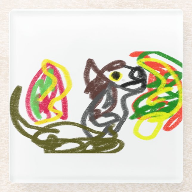 Wolf glücklicher Herbst Glasuntersetzer (Vorderseite)