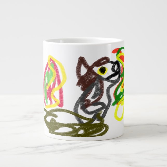 Wolf glücklicher Herbst Jumbo-Tasse (Vorderseite)