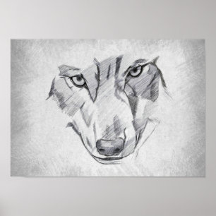 Wolf - Grafische Zeichnung Poster