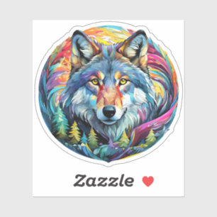 Wolf graphique avec Sticker de forêt tourbillonnan