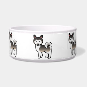 Wolf-Grau Alaskan Malamute Hund Illustration Napf