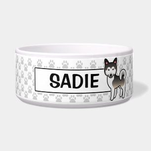 Wolf-Grau Alaskan Malamute Hund Illustration Napf